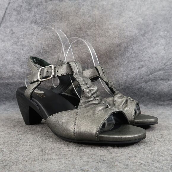 Ziera Shoes Womens 36 Heel Sandal Leather Ankle Strap Open Toe Fashion Dash Gray - Picture 1 of 13